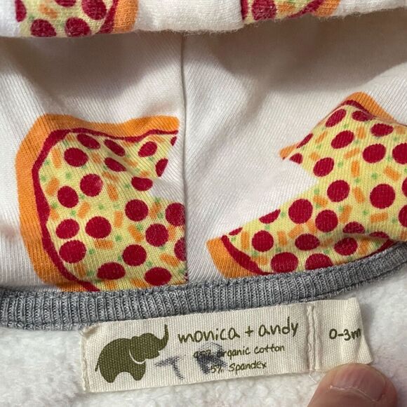 Monica + Andy White Infant Pizza Hoodie Sweatsuit Size 0-3 Months - Picture 4 of 4